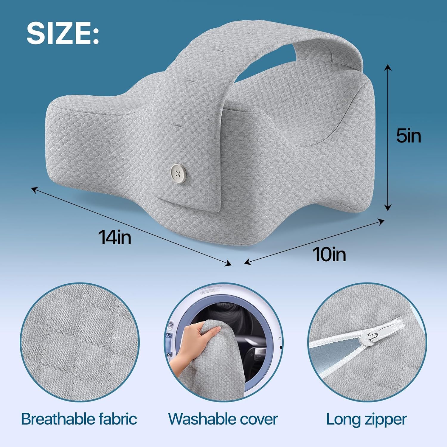 Orthopedic Leg Pillow for Side Sleepers – Memory Foam Knee Pillow for Hip & Back Support