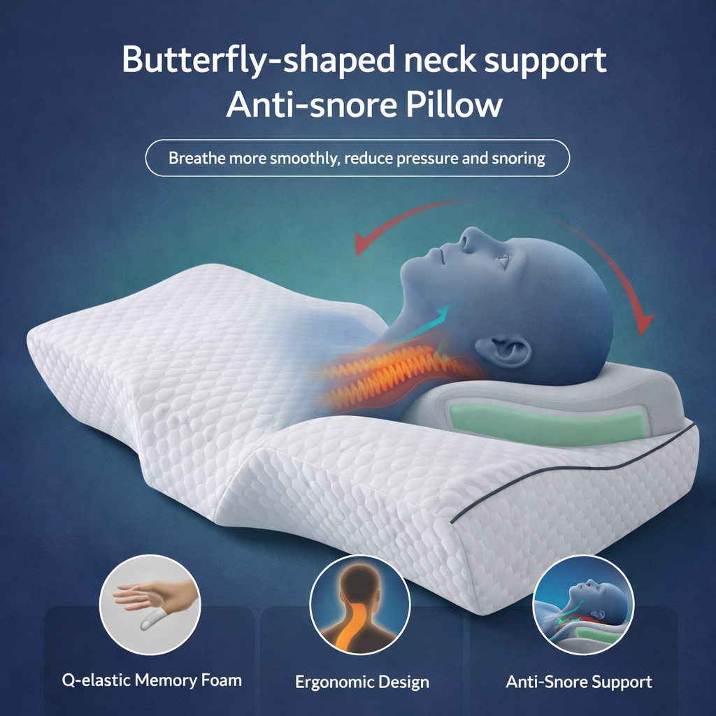 Orthopedic Butterfly Neck Pillow – Memory Foam Cervical Support for Neck Pain & Deep Sleep